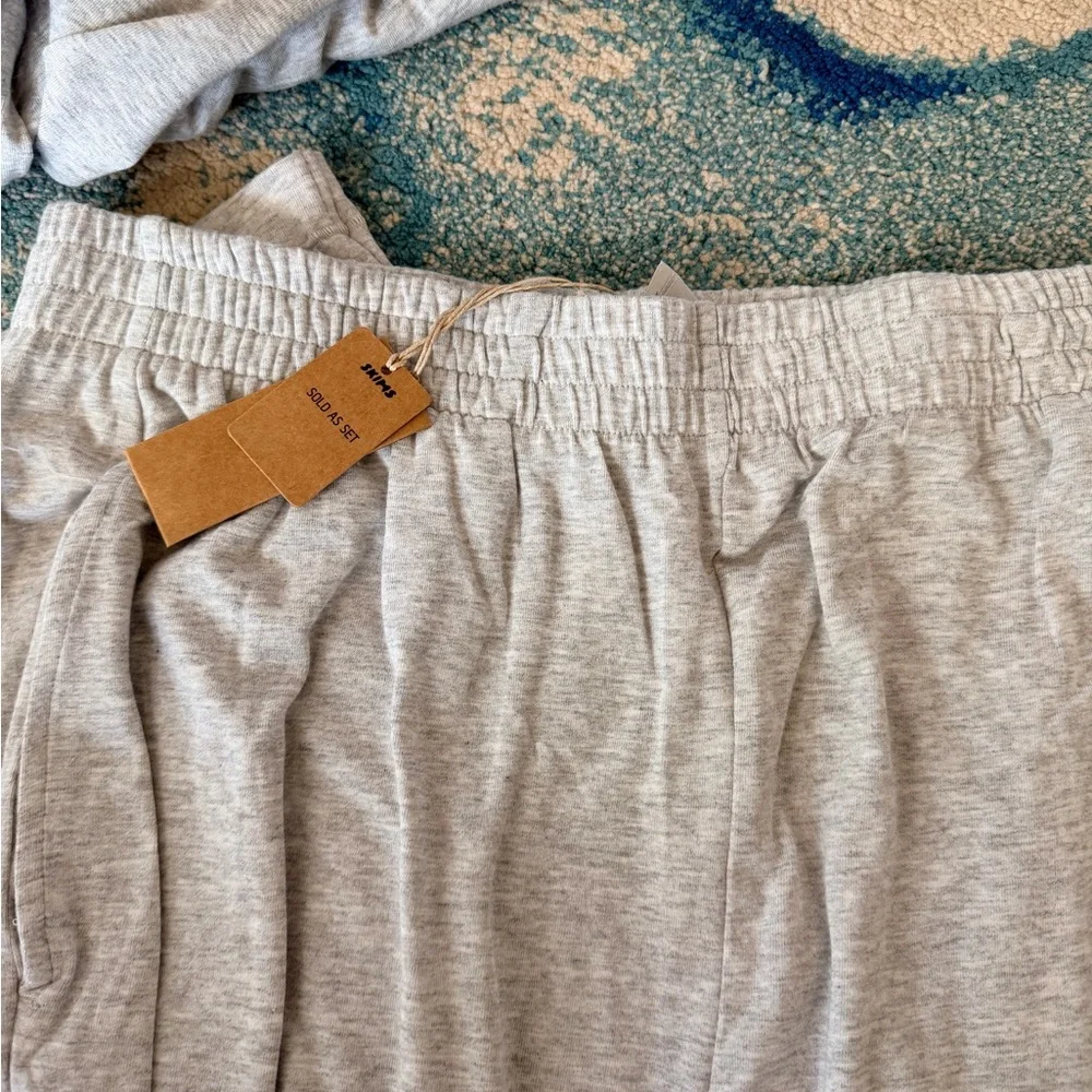 NWT SKIMS Men’s Light Gray Jersey Long-Sleeve Button Pajama Set